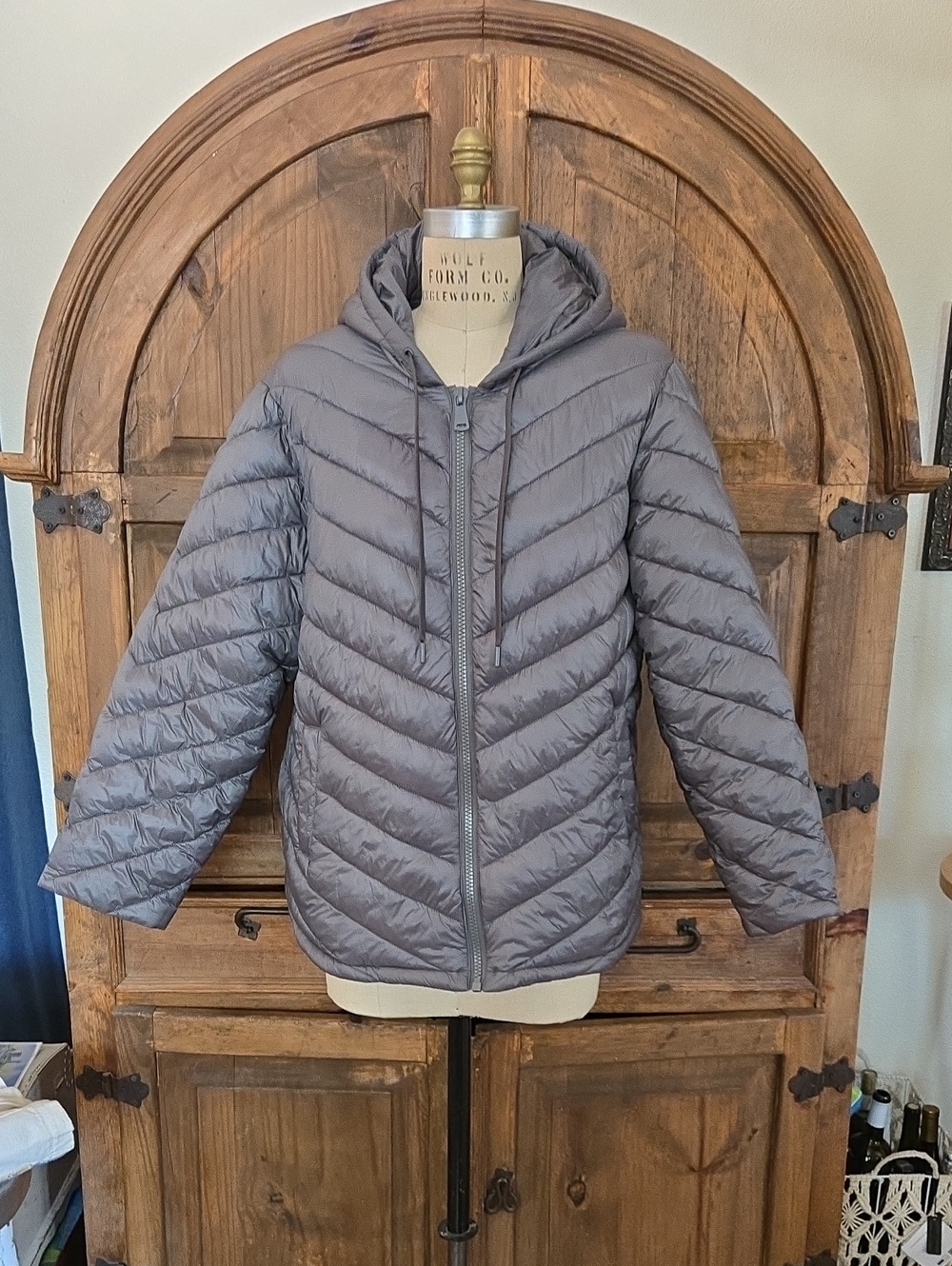Lane Bryant Hooded Quilted Puffer Jacket - Gray